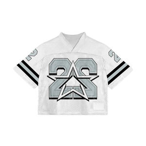 Wholesale Team Building Orders <b>Retro</b> Vintage Cropped Football Jersey Outdoor Letter Print Mesh Boxy Soccer T Shirts for Men - Product Image 5