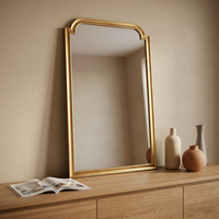 Miroir mural en bois cintré doré antique vintage, miroir décoratif rétro français à fixer au mur pour entrée, chambre, décoration intérieure