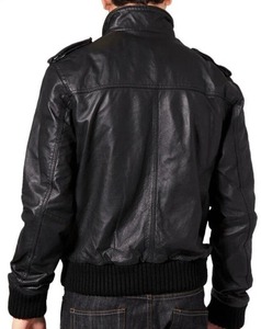 Soft <b>Sheepskin</b> Front Zipped Bomber <b>Jacket</b> for Men's Fashion - Product Image 2