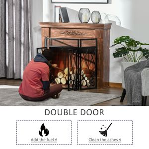 "Home Heavy Duty Metal 3 Panel <b>Folding</b> Fireplace <b>Screen</b> 47.25" W X 31" H Double Doors Spark Guard" - Product Image 6