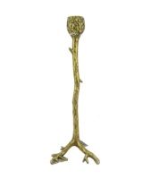 Candélabre géométrique de luxe en aluminium avec insert en verre transparent pour table basse moderne et décoration de cheminée