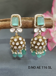 Boucles d'oreilles pendantes classiques et élégantes en moissanite avec motif floral, en laiton, bijoux de fiançailles, référence AE 116 SL/C1 - Product Image 3