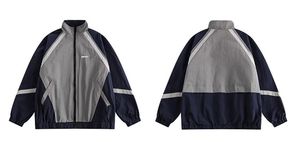 Veste de survêtement unisexe à blocs de couleur, fermeture éclair intégrale, col montant, en polyester léger, style sportif, pour adulte, idéale pour l'automne, avec poches latérales - Product Image 5