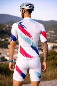 เสื้อเจอร์ซีย์ปั่นจักรยานดีไซน์ใหม่ ระบายอากาศได้ดี ป้องกันแบคทีเรีย พิมพ์ลายชื่อทีมแบบดิจิทัล โพลีเอสเตอร์ 100% สายปรับได้ รับผลิตแบบ OEM - Product Image 4