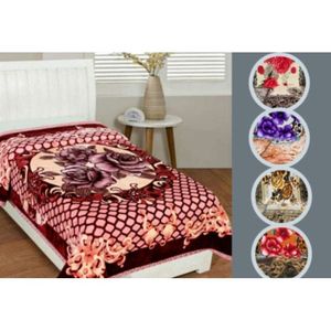 Luxury 1.5 KG Polyester Mink Blanket Soft Warm Winter Floral Knitted Single <b>Bed</b> Blanket for Home & Hotel Use - Product Image 1