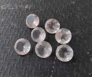 Cuarzo Rosa Natural, Forma Redonda, Corte Facetado, Color Rosa Calibrado, Gema Suelta para Joyería - Product Image 5