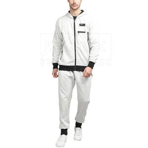 Chándal con Capucha Blanco para Hombre, Cierre Completo, Color Sólido, Ropa Deportiva Informal, Transpirable, de Poliéster y Algodón, Corte Regular, Estilo Otoñal - Product Image 3