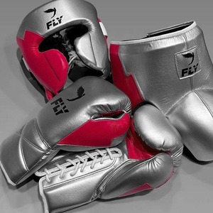 Set de boxeo 3 en 1 GWE-BS-76 de piel premium verde y plateada, guantes con cordones de 8oz-16oz, protector de cabeza y protector de entrepierna. - Product Image 6