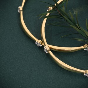 14K Yellow Gold Natural Diamond <b>Bangle</b> Bracelet Prong <b>Set</b> Solitaire Fine Jewelry - Product Image 3