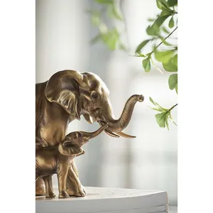Figurine d'éléphant en laiton plaqué or, sculpture animale, décoration d'intérieur, art de moulage 3D, statuette décorative - Product Image 4