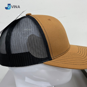 Casquette Trucker en Toile Noire et Maille Orange de Haute Qualité avec Logo Personnalisé, 6 Panneaux, Réglable, Unisexe, Broderie 3D Décontractée - Product Image 3