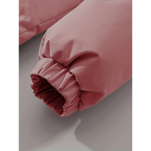 Chaqueta Acolchada Rosa con Cuello Alto, Unisex, Casual, Abrigo de Invierno, Relleno Grueso de Poliéster, Resistente al Viento, Corte Regular, Color Sólido - Product Image 3