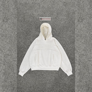 เสื้อฮู้ดโอเวอร์ไซส์สีขาวเรียบง่ายสำหรับผู้ชาย เสื้อสเวตเชิ้ตมีฮู้ดทรงโอเวอร์ไซส์ สีพื้น ผ้าฝ้ายเฟรนช์เทอร์รี่ สวมใส่สบายๆ ในฤดูใบไม้ร่วง - Product Image 5