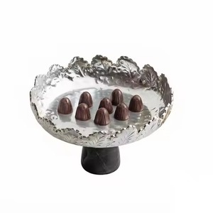 Customized Chocolate Bowl Gold <b>Stainless</b> <b>Steel</b> Round Dish Arabic Calligraphy Cutout Rim Decorative Candy <b>Tray</b> Chocolate Bowl - Product Image 3