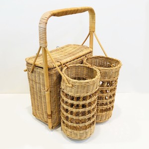Cesta de ratán tejida con soportes para botellas de vino, cestas de regalo más vendidas, accesorios para camping y picnic. - Product Image 1