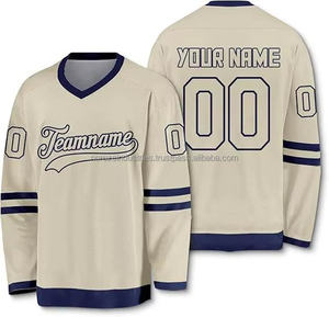 Maillot de hockey sur glace unisexe à col en V et manches longues, personnalisable avec nom et numéro, en polyester, OEM, nom d'équipe vierge pour compétition et entraînement - Product Image 2