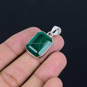 จี้เงินแท้925จี้อัญมณีแท้จี้ทำด้วยมือของขวัญสำหรับเจ้าสาวเครื่องประดับมรกตที่สวยงาม - Product Image 2