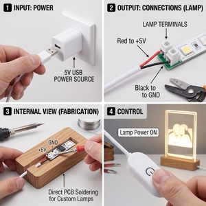 Câble d'alimentation USB avec interrupteur marche/arrêt pour lampe photo à base LED et veilleuse en acrylique (longueur 1,5 mètre) - Product Image 6