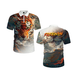 Polo con Gráfico Artístico de Tigre para Hombre, Impresión por Sublimación 3D, Cierre de Cremallera 1/4, Manga Corta, Estilo Urbano, Hipster, Transpirable, para Verano - Product Image 2