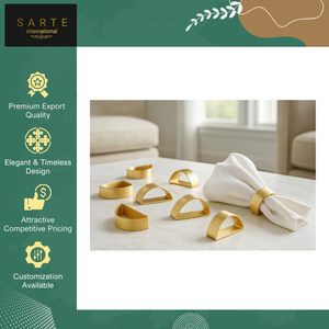 Anneaux de serviette de luxe dorés faits à la main, modernes, durables, écologiques, de qualité supérieure, personnalisables avec logo et marque, pour mariage - Product Image 5