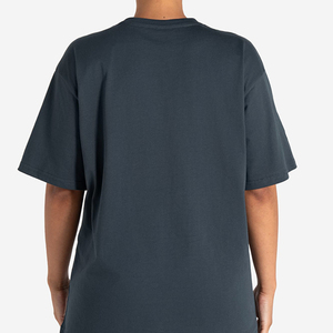 เสื้อยืดคอกลมแขนสั้นผ้าฝ้ายออร์แกนิค 100% สีน้ำเงินเข้มสำหรับผู้หญิง สไตล์ลำลอง ดีไซน์เนอร์ เหมาะสำหรับโยคะและออกกำลังกาย - Product Image 3
