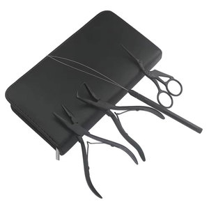 Kit professionnel d'extensions de cheveux en micro-perles en acier inoxydable noir avec pinces d'extension robustes, ciseaux de précision et outils à boucles - Product Image 2