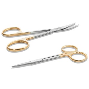 Tijeras Dentales Manuales de Acero Inoxidable Chapadas en Oro, Puntas Rectas y Curvas, Pinzas Hemostáticas, Instrumento de Laboratorio Dental Quirúrgico - Product Image 2