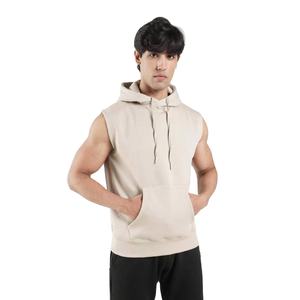 Men Gym Fitness <b>Sleeveless</b> <b>Hoodie</b> With Pockets Hooded Workout Tank Ready For Custom Print Branding - Product Image 5