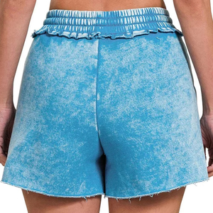 Shorts pour femmes en coton 100% avec logo personnalisé, délavés à l'acide, séchage rapide, respirants, style vintage, élégants et confortables pour l'été – Vente en gros - Product Image 6