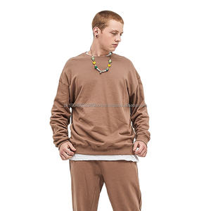 Sudadera de cuello extendido para hombre, cuello redondo de gran tamaño, 100% algodón, ropa de calle de rizo, tela personalizada para hombres, Sudadera con capucha estampada - Product Image 3