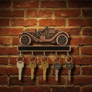 Vintage Car Metal <b>Key</b> <b>Holder</b> <b>Wall</b> Mounted <b>Key</b> Organizer <b>for</b> Entryway Decorative Copper Finish Single Tier Hooks - Product Image 5