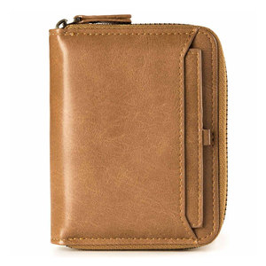 Best Selling New Fashion Mens Genuine Leather Eco-Friendly 7 Inch Vintage Short <b>Wallet</b> <b>Business</b> <b>Card</b> Holder Zipper Polyester - Product Image 6