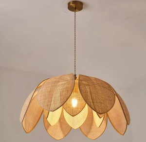 Handmade Rattan Flower Pendant Light Bohemian <b>Ceiling</b> Fixture Indoor Living Room <b>Decor</b> - Product Image 2