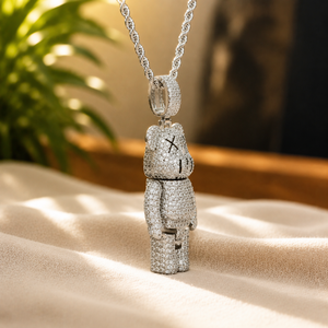Sterling Silver <b>Iced</b> <b>Out</b> Bear Pendant Necklace Moissanite Micro Insert Rope <b>Chain</b> Hip Hop Unisex Jewelry Gift - Product Image 3