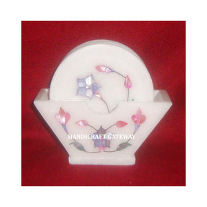 Top High Class Quality Best Handmade Pure White Marble Inlaid <b>Coaster</b> <b>Set</b> for Home And Hotel Decoration Purpose and Gifts - Product Image 1