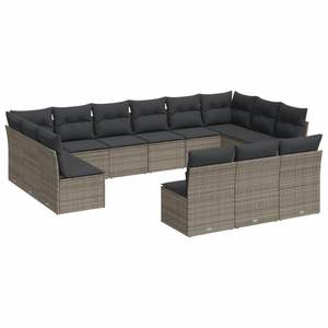 100% Polyester <b>Grey</b> PE <b>Rattan</b> and Powder-Coated Steel Garden <b>Sofa</b> Set - Product Image 2