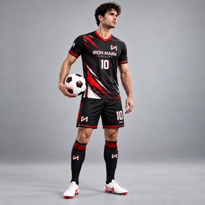 ชุดฟุตบอลยูนิเซ็กซ์ IRON MARK INDUSTRY คอวี แขนสั้น พิมพ์ลายแบบ Sublimation ระบายอากาศได้ดี ผลิตจากโพลีเอสเตอร์ สำหรับผู้ใหญ่ ปรับแต่งชื่อทีมด้านหน้าได้ - Product Image 2
