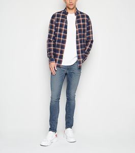 Jean Biker Homme Grande Taille Personnalisé Coupe Droite Extensible en Denim Effet Vieilli avec Trous Peints par Pulvérisation - Product Image 2