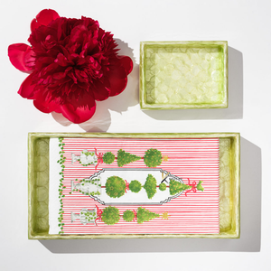 Plateau de service rectangulaire en bois fait main avec motif écaille de poisson en nacre, plat décoratif pour usage résidentiel, décoration intérieure - Product Image 4