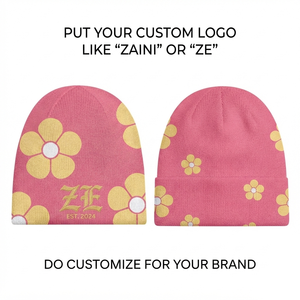ZAINI ZI-143 Bonnet unisexe adulte en tricot acrylique épais 280 GSM rose avec étiquette tissée personnalisée OEM - Product Image 1