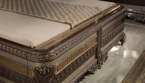 Luxury Royal Solid Teak Wood Bedroom Set Bronze Carved King Size Bed Mirrored Wardrobe 2 Nightstands <b>Dressing</b> Table with Mirror - Product Image 3