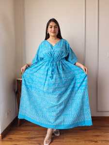 Cotton Printed Kaftan <b>Dress</b> <b>for</b> <b>Women</b> Tie Dye <b>Boho</b> Beachwear Resort Wear Long Kimono Sleeve <b>Dress</b> Wholesale Apparel - Product Image 4