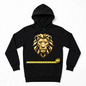 NEXTEX Sweat à capuche pour homme doré à imprimé lion géométrique, coupe ample, avec poche kangourou et cordon de serrage - Product Image 3