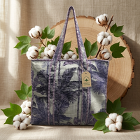 Bolso Tote Informal de Lona de Algodón Acolchado con Diseño de Puntos, Estilo Boho, para Playa o Viaje, Gran Capacidad, con Correa para el Hombro, Morado y Blanco, para Mujer