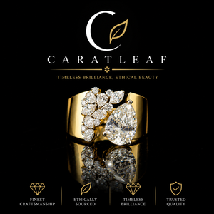 Bague de fiançailles en or 18 carats avec diamant de laboratoire taille poire 2 carats, certifiée IGI, bague de mariage de luxe, bijoux fins personnalisés, or floral - Product Image 1