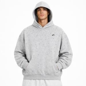 Sudaderas con capucha unisex para parejas, de algodón y forro polar, con detalles de cristal, estilo oversize, conjunto de ropa urbana a juego, producción personalizada al por mayor. - Product Image 6