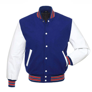 เสื้อแจ็คเก็ตวาร์ซิตี้สีน้ำเงินขาวสำหรับผู้ชาย พร้อมลายปักรูปสิงโต สไตล์พรีปปี้ ปกคอพับ ทรงปกติ เหมาะสำหรับใส่ในฤดูใบไม้ร่วง - Product Image 4