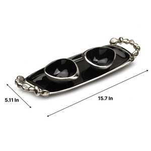 Plateau de service Aura Serve Glam en aluminium écologique et durable avec bord doré, deux bols, 15,7 pouces de long, pour la présentation des aliments - Product Image 5