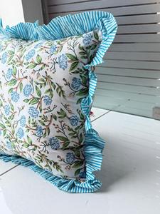 Vintage Floral Cotton Raffle Cushion Covers Bohemian <b>Throw</b> <b>Pillows</b> Handprinted Boho Trim Sofa Bed <b>Pillow</b> Cover Indian Cushion - Product Image 2