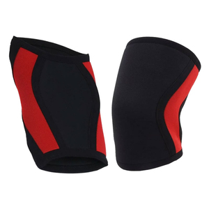 Rodillera Tejida Negra y Roja Transpirable con Protección, Universal, Unisex, para Todas las Estaciones - Product Image 4